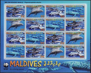 Мальдивы, 2009, Киты, WWF, лист